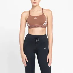 adidas Brown Logo Print Sports Bra-image-58