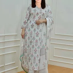 Bholukart Girls Ethnic Motifs Printed Regular Kurta with Trousers & With Dupatta-picture-15