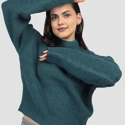 The Roadster Lifestyle Co Woolen High Neck Pullover Sweater-image-6