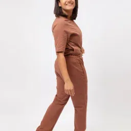 BlissClub Women Brown Everyday Cozy Straight Joggers With 2 Zippered Side Pockets-picture-19
