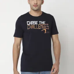 Spykar Navy Cotton Regular Fit Printed T-Shirt-picture-12