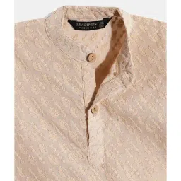READIPRINT FASHIONS Kids Beige & White Embroidered Full Sleeves Kurta with Pyjamas image 4