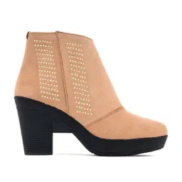 khadim Cleo by Khadims Women's Tan Casual Booties-picture-13