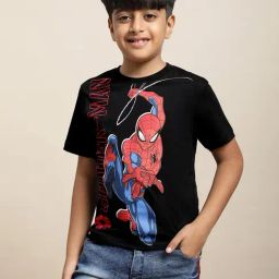 Kidsville Black Spiderman Print T-Shirt-picture-16