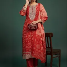 JAINICA Women Ethnic Motifs Printed Kurta with Trousers & Dupatta-image-13