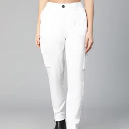 Oxolloxo White Cotton Regular Fit Mid Rise Pants-picture-16