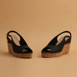 Eridani Women's Lucella Black Back Strap Wedges-picture-14