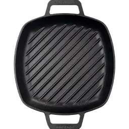 Victoria Black Cast Iron Square Grill Pan with Double Loop Handle (10 Inch) image 4