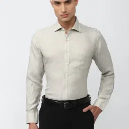 Van Heusen Beige Slim Fit Linen Shirt-image-14