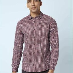 Byford by Pantaloons Deep Indigo Cotton Slim Fit Printed Shirt-picture-32