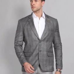 AD by Arvind Grey Regular Fit Check Blazer-picture-5