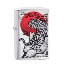 Zippo Silver Asian Tiger Design Brushed Brass Pocket Lighter-picture-11
