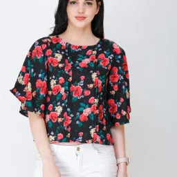 Scorpius Black & Pink Floral Print Top-image-9