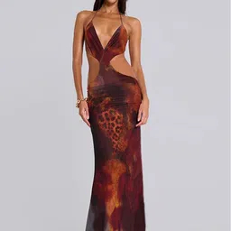 LULU & SKY Women Abstract Printed Backless Tie-up Bodycon Dress-picture-12