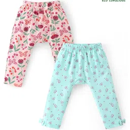 Babyoye Eco Conscious Cotton With Eco Jiva Finish Diaper Leggings Floral Print Pack of 2- Pink & Blue-image-10