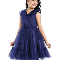 Pine Kids Sleeveless Tiered Party Frock with Frill Detailing  - Navy Blue-picture-24