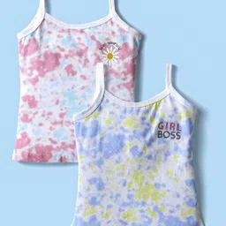 Bodycare Cotton Knit Sleeveless Slips With Tie Dye Print Pack Of 2 - Multicolour-picture-24
