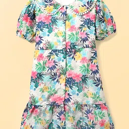 Pine Kids Cotton Woven Half Sleeves Frock With Floral Print - Multicolor-picture-34