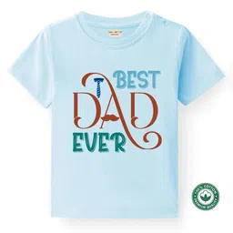 BLUSHES 100% Cotton Fathers Day Theme Half Sleeves Best Dad Ever Text Printed Tee - Aqua Blue-image-47