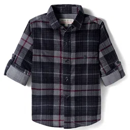 JASH KIDS Corduroy Woven Full Sleeves Checkered Shirt - Grey-picture-17