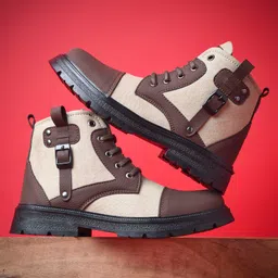 KATS Colour Blocked Lace Up Closure Winter Boots - Brown-picture-13