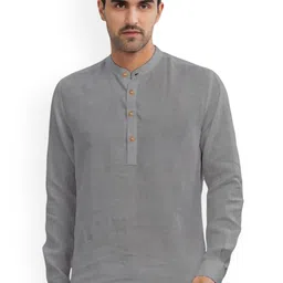 Vida Loca Band Collar Cotton Slim Fit Straight Short Kurta-image-60