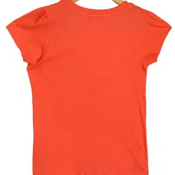 MINI KLUB Cotton Half Sleeves Hot Dog Printed Top - Coral image 3