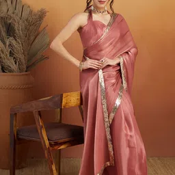 RACHNA Sequinned Satin Velvet Saree image 3