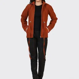 HUE & HIDE Women Mock Collar Solid Tailored Jacket-image-66