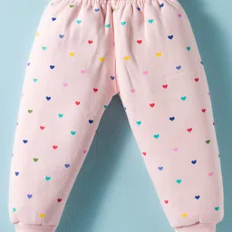 Teddy Sinker Knit Full Sleeves Co-ords Night Suit with Heart & Text Print - Pink image 4