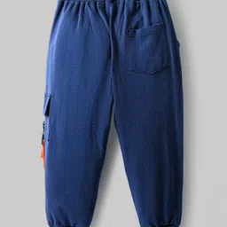 OLLINGTON ST. Cotton Knit Half Sleeves Text Printed T-Shirt & Knit Joggers Set - Multicolor & Navy Blue image 5