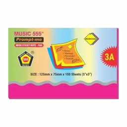 Music 555 Prompt-Me Sticky Note Pad 125x75 mm Neon Color 100 Sheets, NPP-503 (Pack 12 Pcs)-image-59