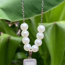 KALAFICIAL Rhodium-Plated Pearl Studded Pendants with Chains-picture-18