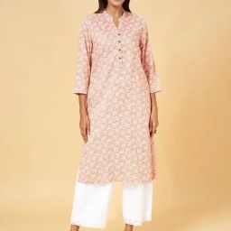 Rangmanch by Pantaloons Peach Printed Straight Kurta-picture-19