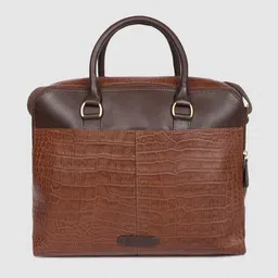 Hidesign Brown Animal Textured Satchel image 3