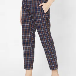 Smarty Pants Women Brown Checked Flared Trousers image 3