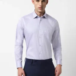 Van Heusen Lilac Cotton Regular Fit Printed Shirt-image-8