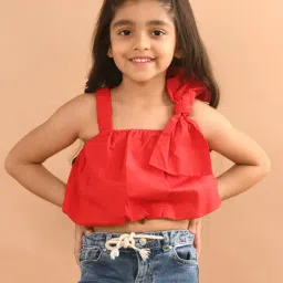LilPicks Kids Red Solid Crop Top-image-82