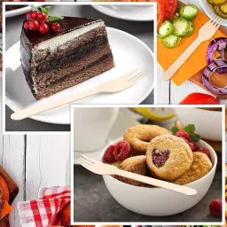 UMBRELLA CORPORATION 160 mm Disposable Wooden Forks for Parties, Weddings, Events (Pack of 100) image 4