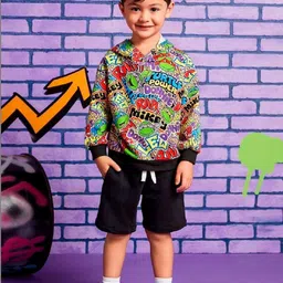 YK Boys Printed Hooded Sweatshirt image 4