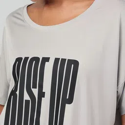 MKH Women Typography Printed Drop-Shoulder Sleeves Dri-FIT T-shirt image 3