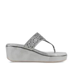 Rocia by Regal Women's Grey T-Strap Wedges-picture-24
