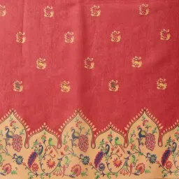 Silk Land Red Cotton Blend Printed Saree image 5