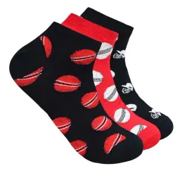 BALENZIA Black & Red Printed Socks - Pack of 3-image-22