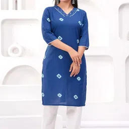 Dinaya Printed V-Neck Thread Work Thread Work Kurti-picture-36
