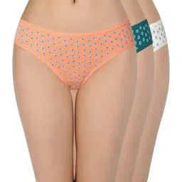 Amante White & Peach Cotton Printed Bikini Panties - Pack Of 3-picture-21