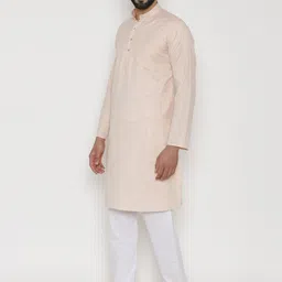 Wintage Men Orange & White Solid Kurta with Pyjamas image 5
