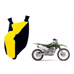 Auto Pearl Waterproof Two Wheeler Cover For Kawasaki KLX 140 (Yellow & Blue)-image-37