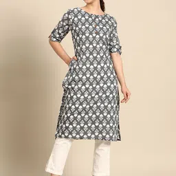 Anouk Women Floral Printed Pure Cotton Kurta image 4