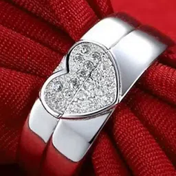 RUHI COLLECTION Silver-Plated CZ Studded Couple Ring image 4